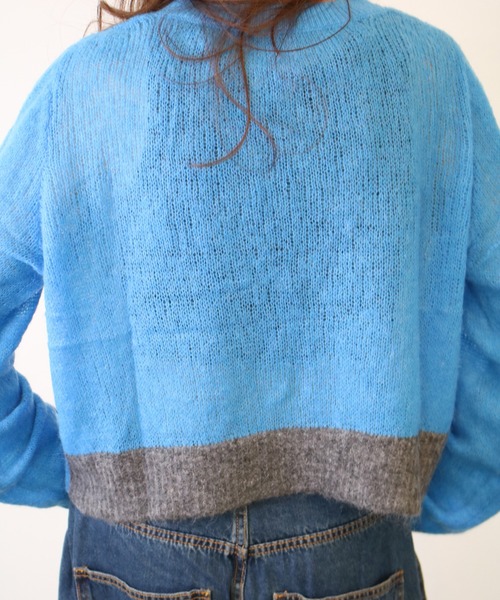 Scrap Book（スクラップブック）の「【CYAN TOKYO】ウールモヘア配色ショートPO（ニット/セーター・レディース・オレンジ/ブルー/グレー・FREE）」の5枚目の写真