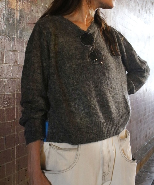 Scrap Book（スクラップブック）の「【CYAN TOKYO】ウールモヘア配色ショートPO（ニット/セーター・レディース・オレンジ/ブルー/グレー・FREE）」の11枚目の写真