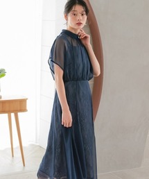 シフォンオーガンジーレイヤードワンピースドレス