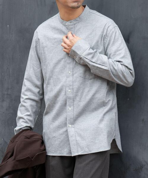 URBAN RESEARCH ROSSO MEN(アーバンリサーチロッソメン)の「『抗菌 / 防臭』『XXLサイズあり』ハイパフォーマンスフランネルバンドカラーシャツ(シャツ/ブラウス・メンズ・ボルドー/ネイビー/ブルー系その他/チェック/グリーン系その他/アイボリー/ブラック/カーキ/ブラウン系その他/グレー・SMALL/MEDIUM/LARGE/X-LARGE/XX-LARGE)」の4枚目の写真