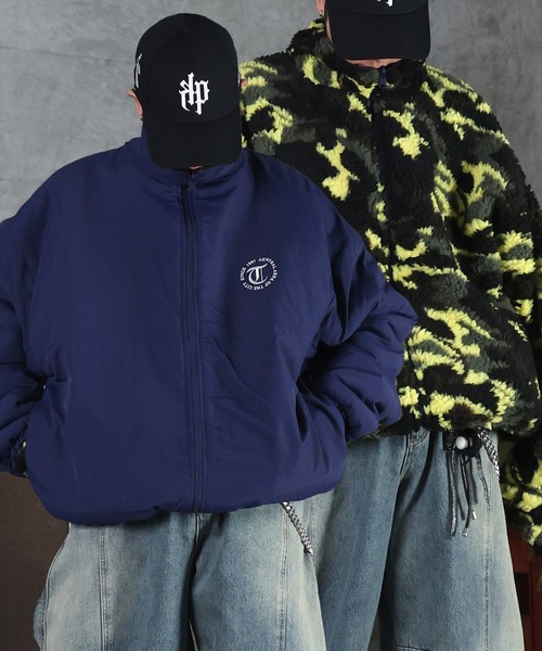 ILL'S(イルズ)の「2WAY リバーシブル ナイロン ドローコード ボアブルゾン メンズ レディース ユニセックス(ブルゾン・メンズ・ブラック/ブラック系その他/グレー/ネイビー・M/L)」の4枚目の写真