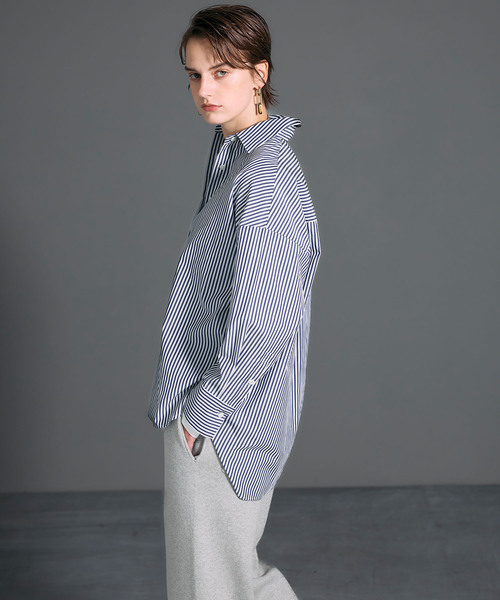 N.O.R.C（ノーク）の「コンフォータブルシャツ（シャツ/ブラウス・レディース・ベージュ系/オフホワイト/ブルー/ネイビー系/ピンク/ストライプ/サックスブルー・フリー）」の11枚目の写真