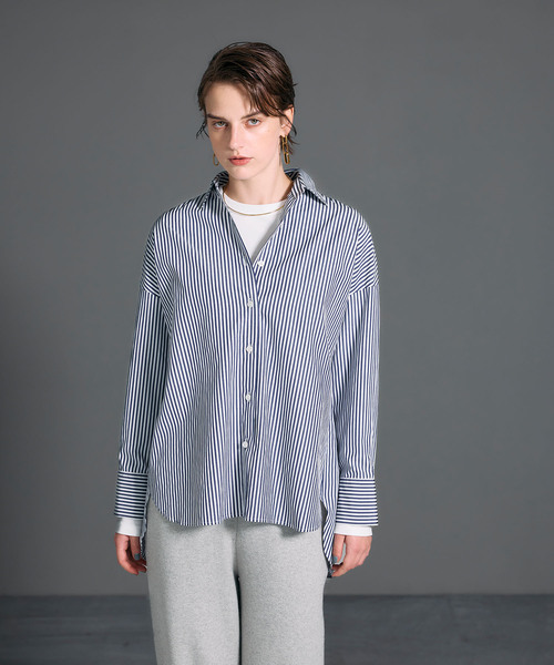 N.O.R.C（ノーク）の「コンフォータブルシャツ（シャツ/ブラウス・レディース・ベージュ系/オフホワイト/ブルー/ネイビー系/ピンク/ストライプ/サックスブルー・フリー）」の12枚目の写真