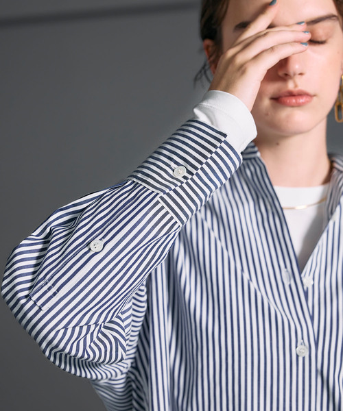 N.O.R.C（ノーク）の「コンフォータブルシャツ（シャツ/ブラウス・レディース・ベージュ系/オフホワイト/ブルー/ネイビー系/ピンク/ストライプ/サックスブルー・フリー）」の17枚目の写真