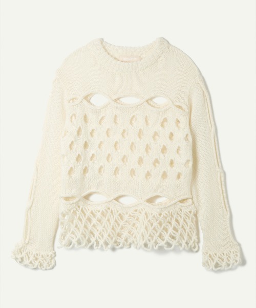 leinwande（ラインヴァンド）の「Cable&Dot Mohair Sweater（ニット/セーター・レディース・ホワイト/ブラック/グレー・ONE SIZE）」の8枚目の写真
