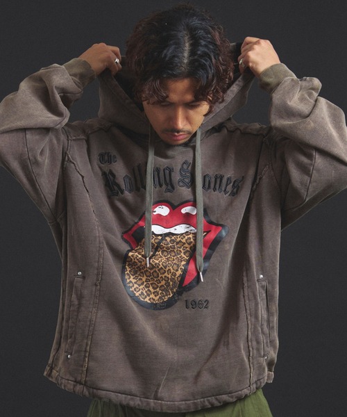 JACKROSE(ジャックローズ)の「B-TRS-Lips&Tongue-ヒョウ柄切替プルパーカー(パーカー・メンズ・ブラック/ブラウン・M/L)」の14枚目の写真