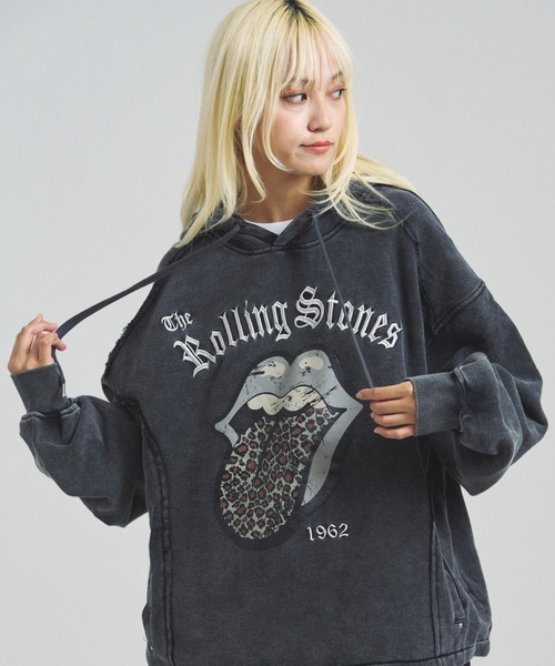 B-TRS-Lips&Tongue-ヒョウ柄切替プルパーカー（パーカー）｜JACKROSE