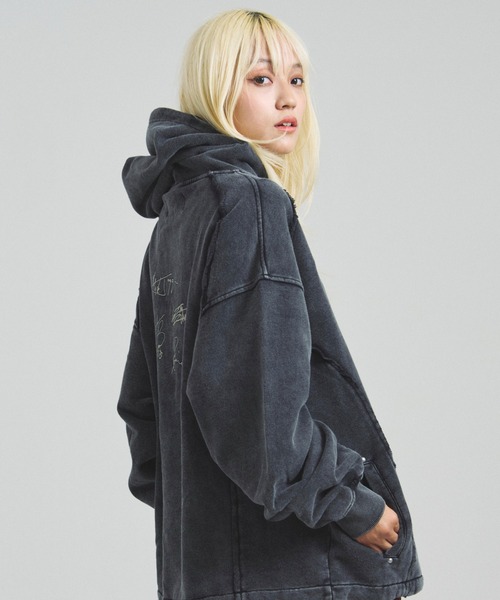 B-TRS-Lips&Tongue-ヒョウ柄切替プルパーカー（パーカー）｜JACKROSE