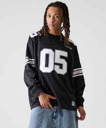 FUBU | FUBU フブ ブランド ロゴ ナンバー ワッペン Vネック 長袖 ゲームシャツ(Tシャツ/カットソー)