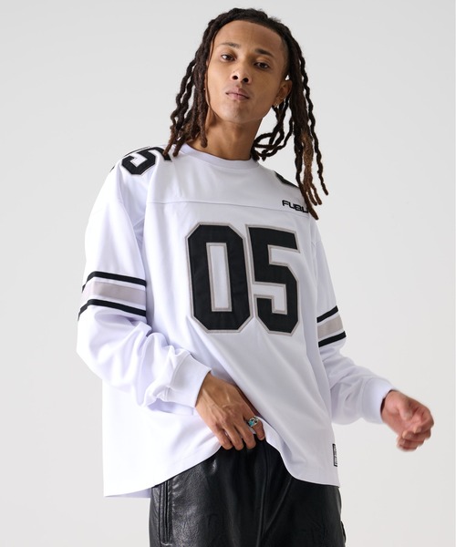 FUBU フブ ブランド ロゴ ナンバー ワッペン Vネック 長袖 ゲーム