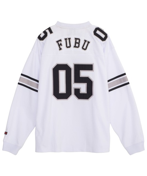 FUBU（ フブ）の「FUBU フブ ブランド ロゴ ナンバー ワッペン Vネック 長袖 ゲームシャツ（Tシャツ/カットソー・メンズ・ホワイト/ブラック/グリーン・XL/L/M/XXL）」の10枚目の写真