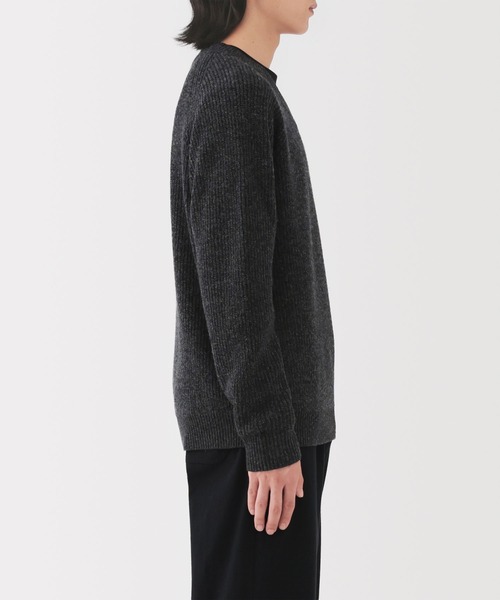 紳士 ウールミドルゲージ畦編みVネックセーター（ニット/セーター