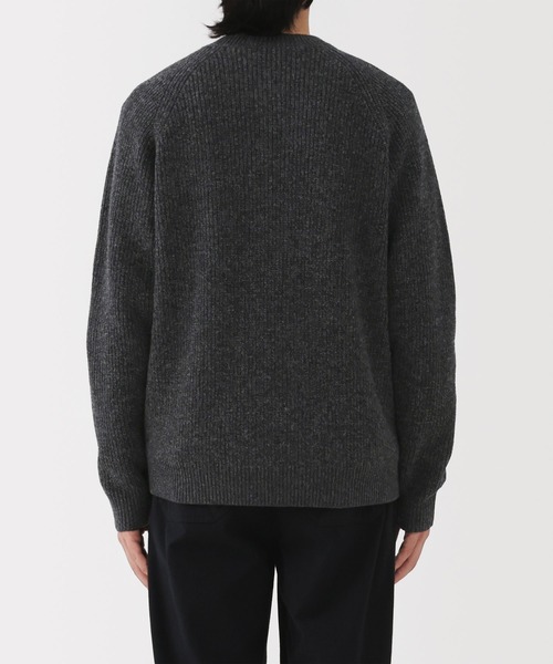 紳士 ウールミドルゲージ畦編みVネックセーター（ニット/セーター