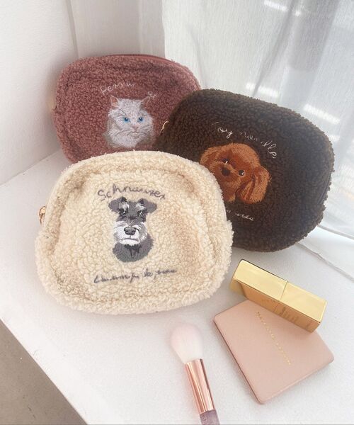 MAJESTIC LEGON（マジェスティックレゴン）の「ボア刺繍ポーチ（ポーチ・レディース・アイボリー/ピンク/ブラウン・FREE）」の8枚目の写真
