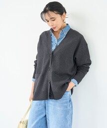 コットンカシミヤニット Vネックカーディガン