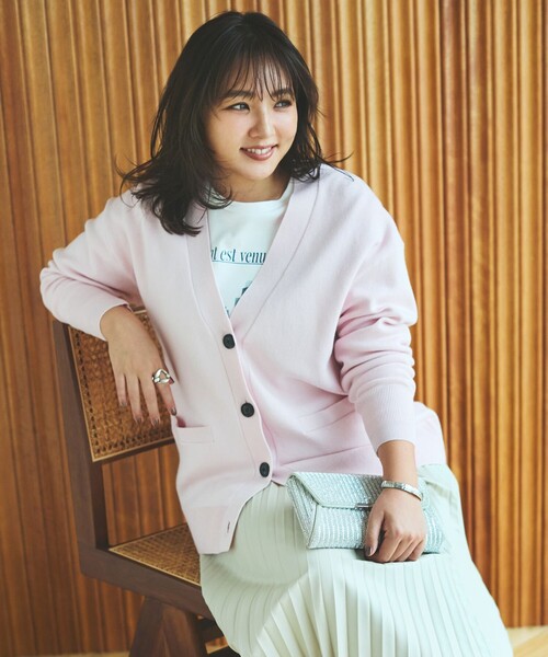 にこ　コットンカシミヤニットVネックカーディガン　XL セール】【野呂佳代さん着用】コットンカシミヤニット Vネック