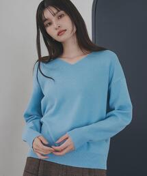 THE SHOP TK  | 【すっきりシルエットが叶う】大人のためのVネックニット/毛玉になりにくい/静電気防止/洗濯機OK(ニット/セーター)