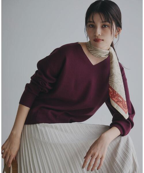 すっきりシルエットが叶う】大人のためのVネックニット/毛玉になり