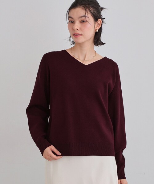 THE SHOP TK （ザ ショップ ティーケー ）の「【すっきりシルエットが叶う】大人のためのVネックニット/毛玉になりにくい/静電気防止/洗濯機OK（ニット/セーター・レディース・ボルドー/ライトグレー/ライトブルー/ブラック/アイボリー・13/12/14）」の21枚目の写真