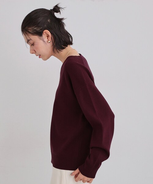 THE SHOP TK （ザ ショップ ティーケー ）の「【すっきりシルエットが叶う】大人のためのVネックニット/毛玉になりにくい/静電気防止/洗濯機OK（ニット/セーター・レディース・ボルドー/ライトグレー/ライトブルー/ブラック/アイボリー・13/12/14）」の20枚目の写真