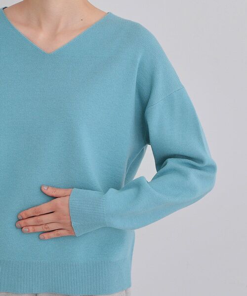 THE SHOP TK （ザ ショップ ティーケー ）の「【すっきりシルエットが叶う】大人のためのVネックニット/毛玉になりにくい/静電気防止/洗濯機OK（ニット/セーター・レディース・ボルドー/ライトグレー/ライトブルー/ブラック/アイボリー・13/12/14）」の7枚目の写真