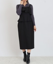 新品 Mal.【40】rerereさん ジャンパースカート ブラック おしゃれ NEWYORKER MELTON キーネックジャンパースカート