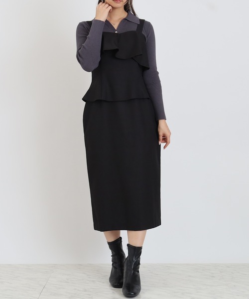 Astoria  Fleure（アストリアフルール）の「ペプラムジャンスカ（ジャンパースカート・レディース・ブラック/ライトグレー・MEDIUM/LARGE）」の2枚目の写真