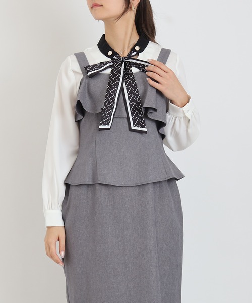 Astoria  Fleure（アストリアフルール）の「ペプラムジャンスカ（ジャンパースカート・レディース・ブラック/ライトグレー・MEDIUM/LARGE）」の6枚目の写真