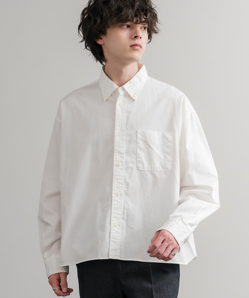 Audience（オーディエンス）の「Upscape Audience 日本製/国産遠州7オンスチノクロスボタンダウンボクシークロップド長袖シャツ AUD6666（シャツ/ブラウス・メンズ・ブラック/オフホワイト・M/L）」の2枚目の写真