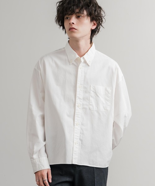 Audience（オーディエンス）の「Upscape Audience 日本製/国産遠州7オンスチノクロスボタンダウンボクシークロップド長袖シャツ AUD6666（シャツ/ブラウス・メンズ・ブラック/オフホワイト・M/L）」の22枚目の写真