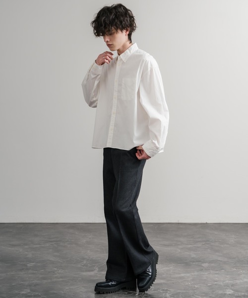 Audience（オーディエンス）の「Upscape Audience 日本製/国産遠州7オンスチノクロスボタンダウンボクシークロップド長袖シャツ AUD6666（シャツ/ブラウス・メンズ・ブラック/オフホワイト・M/L）」の10枚目の写真