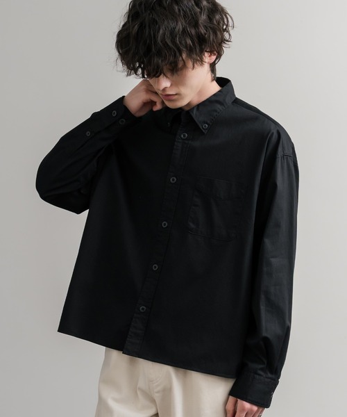 Audience（オーディエンス）の「Upscape Audience 日本製/国産遠州7オンスチノクロスボタンダウンボクシークロップド長袖シャツ AUD6666（シャツ/ブラウス・メンズ・ブラック/オフホワイト・M/L）」の14枚目の写真