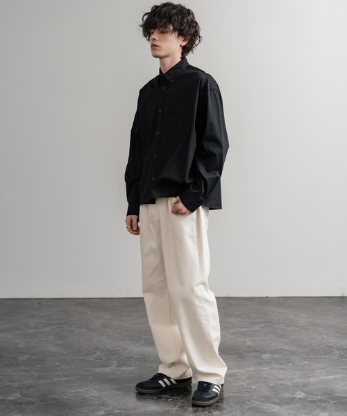 Audience（オーディエンス）の「Upscape Audience 日本製/国産遠州7オンスチノクロスボタンダウンボクシークロップド長袖シャツ AUD6666（シャツ/ブラウス・メンズ・ブラック/オフホワイト・M/L）」の16枚目の写真