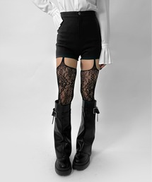 【LVEU.】ストレッチショートパンツ / ボトムス パンツ ショートパンツ ミニ丈 ストレッチ コンパクト シンプル 無地 ブラック