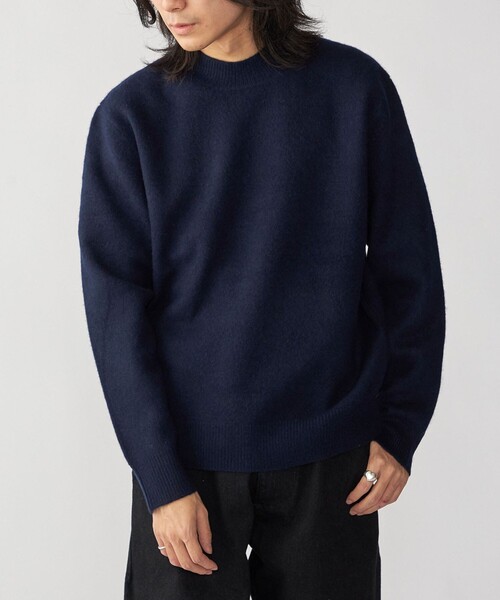 ブラック/Sサイズ♬長袖ニット セーター SHIPS:〈手洗い可能〉7ゲージ ウール カシミヤ ボイル モックネック