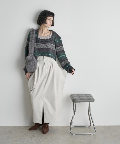 エスニックジャガードクロップドニットPO（ニット/セーター）｜THE YOn