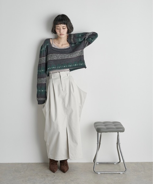 エスニックジャガードクロップドニットPO（ニット/セーター）｜THE YOn