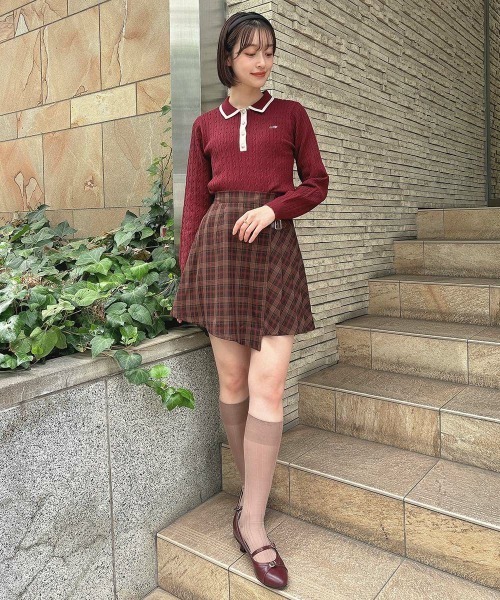 F i.n.t（フィント）の「ラップ風アシメチェックミニスカート/fint フィント（スカート・レディース・ネイビー/ブラウン・FREE）」の11枚目の写真