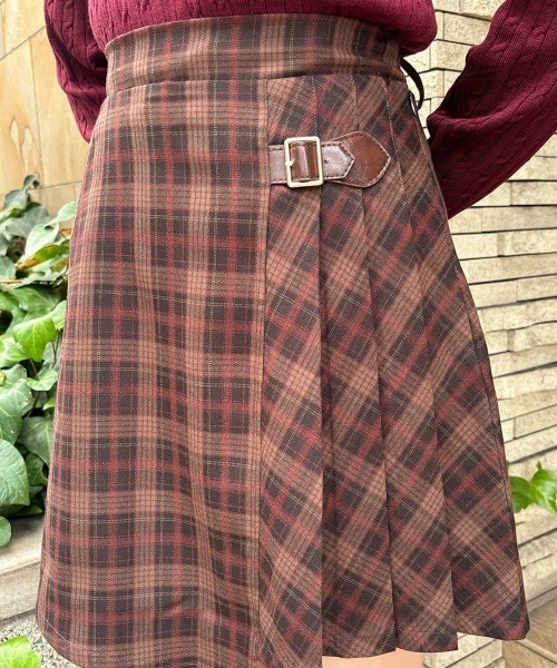 F i.n.t（フィント）の「ラップ風アシメチェックミニスカート/fint フィント（スカート・レディース・ネイビー/ブラウン・FREE）」の12枚目の写真