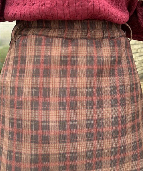 F i.n.t（フィント）の「ラップ風アシメチェックミニスカート/fint フィント（スカート・レディース・ネイビー/ブラウン・FREE）」の15枚目の写真