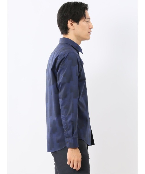 TAKA-Q(タカキュー)の「シャツ メンズ 長袖 ストレッチ 綿混 プリント レギュラーカラー (シャツ/ブラウス・メンズ・ネイビー/ホワイト・MEDIUM/LARGE/X-LARGE)」の6枚目の写真