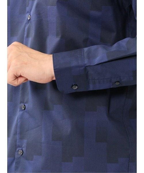 TAKA-Q(タカキュー)の「シャツ メンズ 長袖 ストレッチ 綿混 プリント レギュラーカラー (シャツ/ブラウス・メンズ・ネイビー/ホワイト・MEDIUM/LARGE/X-LARGE)」の13枚目の写真