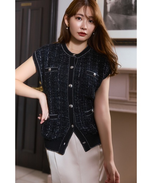 Her lip to（ハーリップトゥー）の「Aveline Knit Gilet（ニット/セーター・レディース・ホワイト系/ブラック・FREE）」の2枚目の写真
