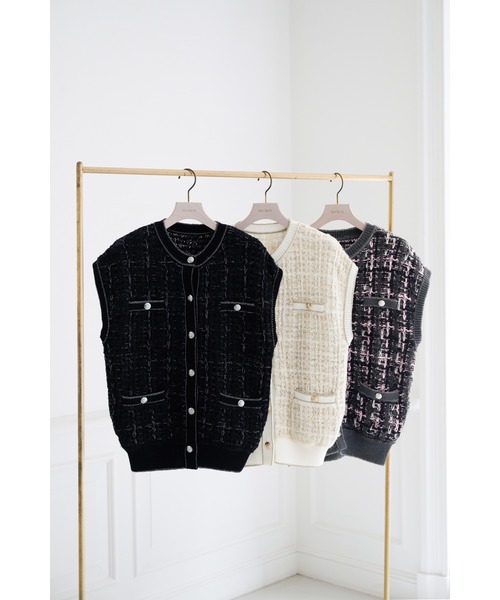 Her lip to（ハーリップトゥー）の「Aveline Knit Gilet（ニット/セーター・レディース・ホワイト系/ブラック・FREE）」の11枚目の写真