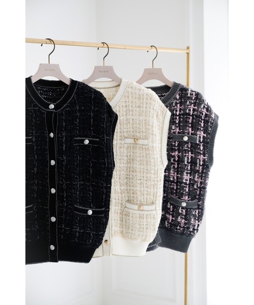 Her lip to（ハーリップトゥー）の「Aveline Knit Gilet（ニット/セーター・レディース・ホワイト系/ブラック・FREE）」の12枚目の写真