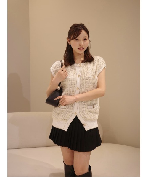 Her lip to（ハーリップトゥー）の「Aveline Knit Gilet（ニット/セーター・レディース・ホワイト系/ブラック・FREE）」の6枚目の写真