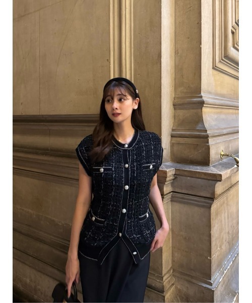 Her lip to（ハーリップトゥー）の「Aveline Knit Gilet（ニット/セーター・レディース・ホワイト系/ブラック・FREE）」の3枚目の写真