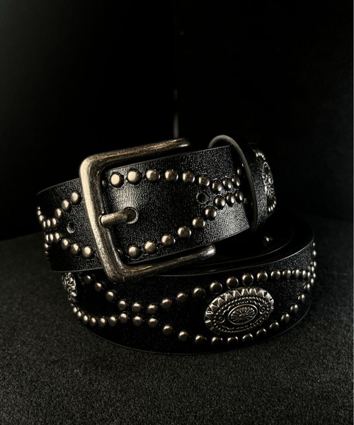 セール】10A27 ブラック スタッズウエスタンベルト（ベルト