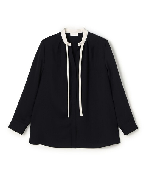 スムースサテン ストリングネックブラウス（シャツ/ブラウス