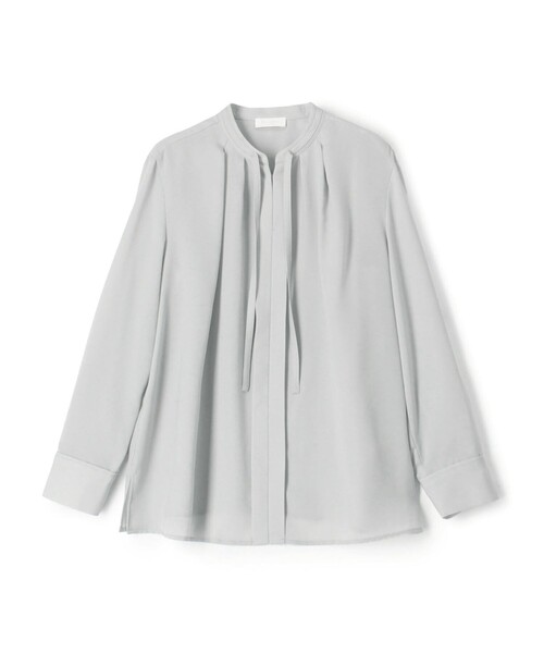 T-mat ライトグレーのブラウス スムースサテン ストリングネックブラウス（シャツ/ブラウス